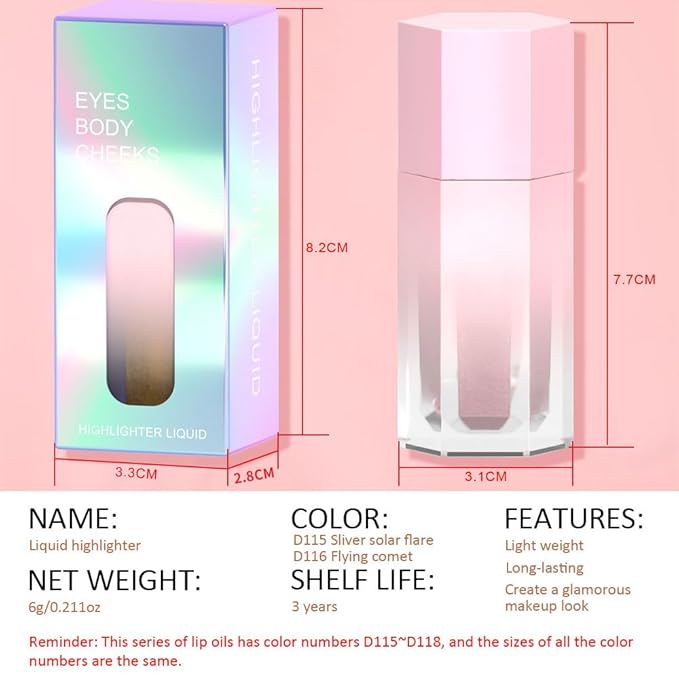 evpct Light Liquid Face Highlighter Makeup Waterproof Long Cheek Eyes