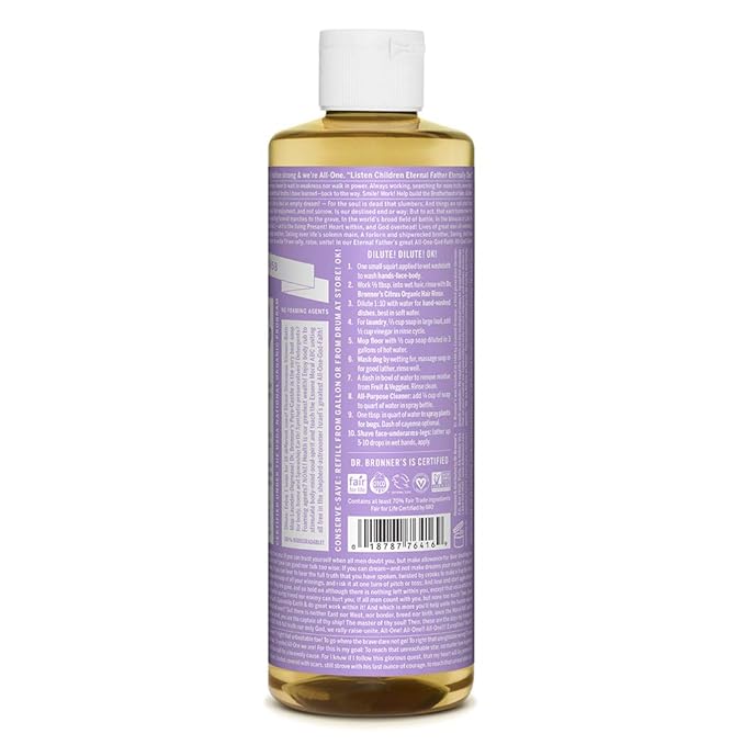 Dr. Bronner's - Pure-Castile Liquid Soap (Lavender, 16 ounce, 2-Pack) - Made with Organic Oils