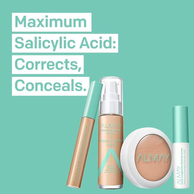 Almay Clear Complexion Makeup, Hypoallergenic, Cruelty Free, Dermatologist Tested Foundation, 1oz