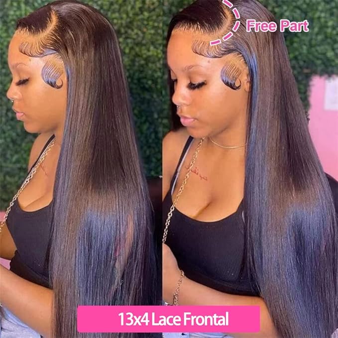 13x4 HD Lace Frontal Closure 16 Inch Straight Lace Frontal Human Hair 100% Unprocessed Brazilian Virgin Hair Ear to Ear Swiss HD Transparent Lace Closure Only Pre Plucked 1B Black