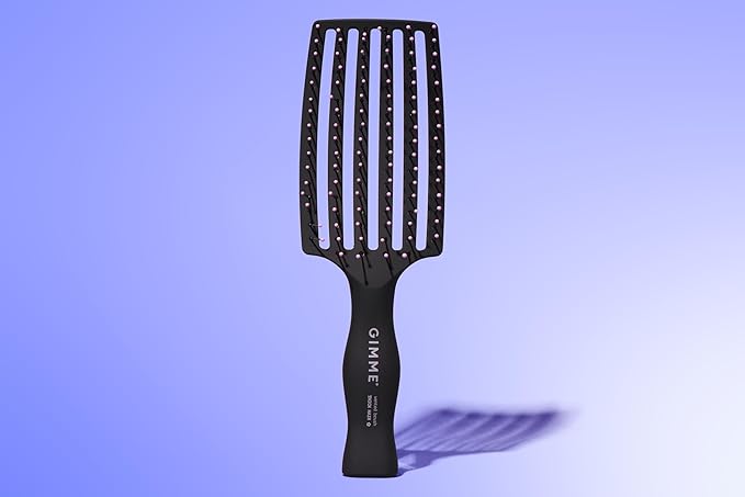 Gimme Beauty Vented Detangling Brush - Quick-Dry, Heat-Resistant Wet Brush for Thick or Thin Locks - Supports Healthy Hair - Flexible Curved Design for Fine Locks - Thick Hair
