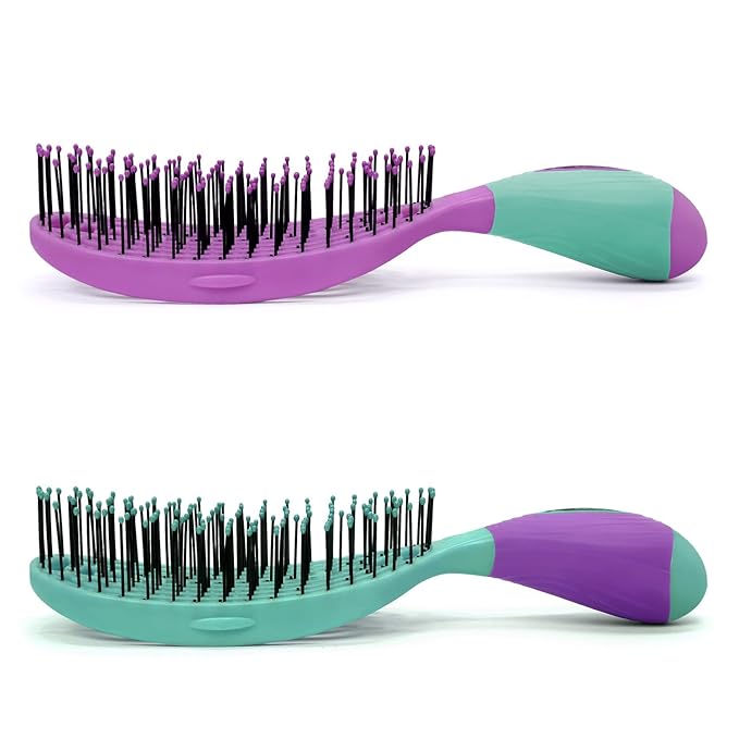 NuWay 4HAIR® U.S. Patented Detangler Hair Brush for Men & Women - Purple & Teal | Hair Comb for Scalp Care - Fast Dry Venting Scheme - TravelC Detangling Brush for All Hair Type