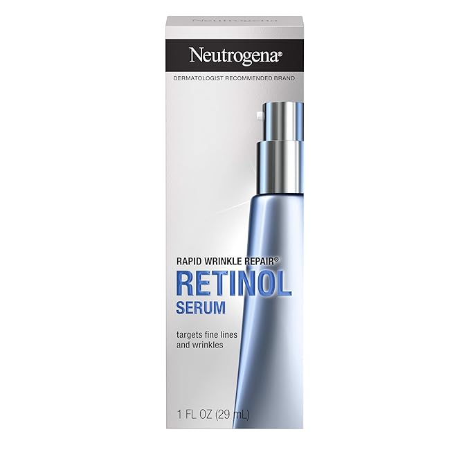Neutrogena Rapid Wrinkle Repair Retinol Anti-Wrinkle Face Serum with Hyaluronic Acid, Daily Anti-Aging Facial Serum for Fine Lines & Wrinkles, Mineral Oil- & Dye-Free, 1 fl. oz