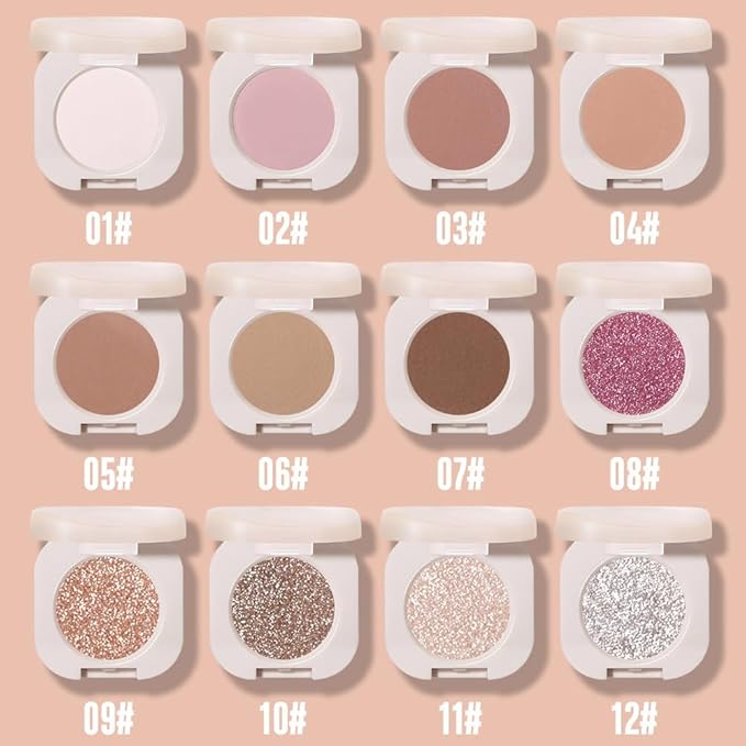 Glitter Shimmer Sparkle Eyeshadow Palette Makeup for Green Blue Eyes, Light Brown Glitter Shimmer Metallic Holographic Multichrome Cream Iridescent Single Monochrome Eye Shadow Makeup