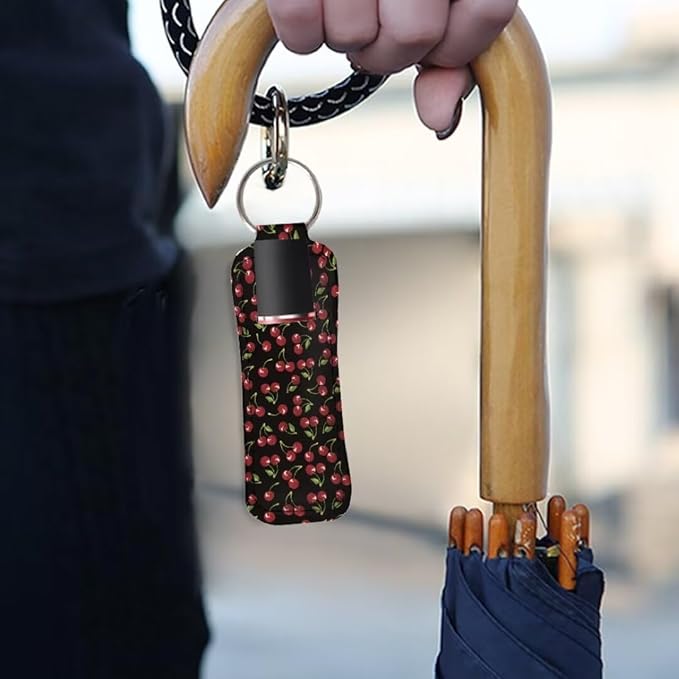 Horeset Cherry Novelty Women Chapstick Holder Keychain Slim
