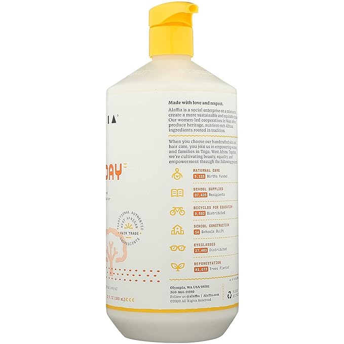 Alaffia EveryDay Shea Conditioner, Moisturizes, Restores and Protects. Made with Fair Trade Shea Butter, Cruelty Free, No Parabens, Vegan, Unscented 32 Fl Oz