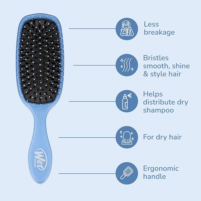 Wet Brush Shine Enhancer Hair Brush, Sky - Exclusive Ultra-soft IntelliFlex Bristles - Natural Boar Bristles for All Hair Types - For Women and Men, Wet and Dry Hair