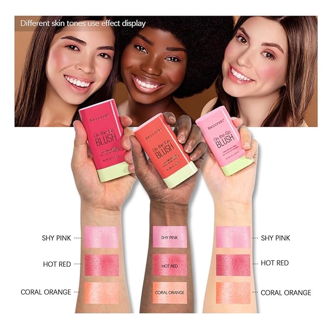 Multi-Use Makeup Blush Stick,Cream Blush Stick,Solid Moisturizer Stick,Waterproof