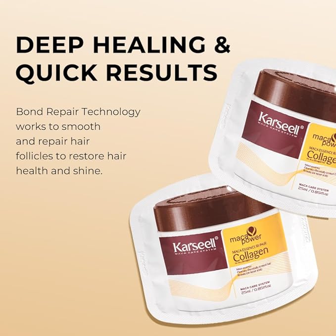 Karseell Collagen Hair Treatment Deep Repair Conditioning Argan Oil Collagen Hair Mask Essence for Dry Damaged Hair All Hair Types 25ml/ 0.34oz(24 packs