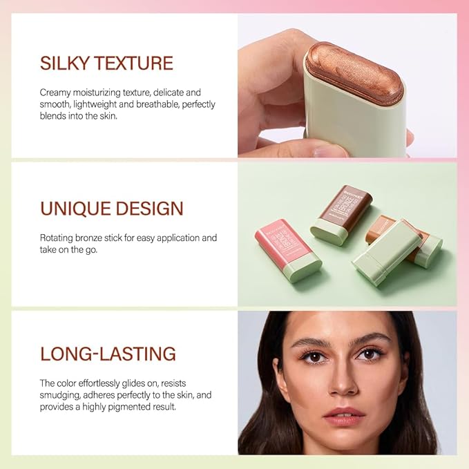 Multi-Use On The Go Bronzer Stick, Cream Contour Rich Glow)