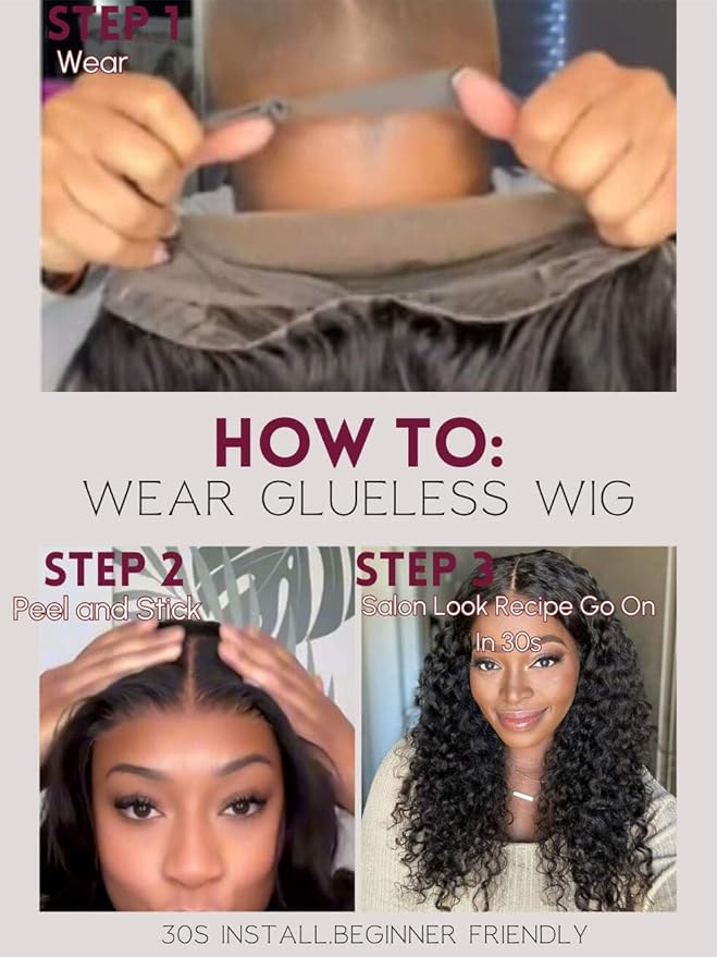 Beauty Forever 7X5 Bye Bye Knots Wear and Go Kinky Curly Wigs Precut Lace Front Wig Human Hair Glueless Wig,Put on and Go Beginner Wigs 150% Density Natural Color 18 Inch