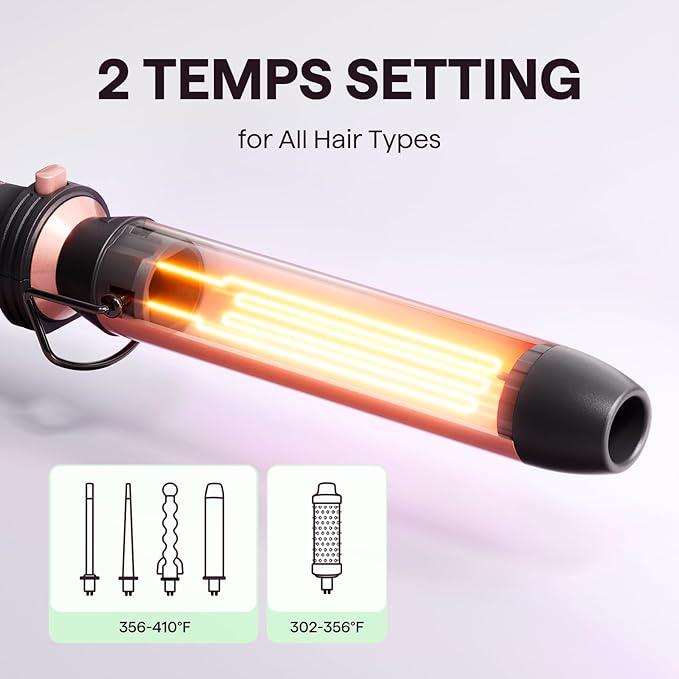 Wavytalk 5 in 1 Curling Wand Set, Multi Curl, Curling Wand Set with Curling Brush and 4 Interchangeable Ceramic Curling Wand(0.5”-1.25”), Instant Heat Up Wand Curling Iron (Rose Gold)