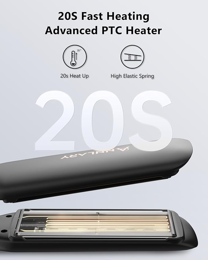 1.75 Inch Hair Straightener, Professional Titanium Plate with Ceramic Coating Ionic Dual Voltage Flat Iron with Anti-Iron Silicone for Less Frizz, Shinier & Smoother Hair