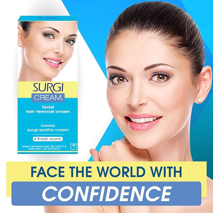 Surgi Wax Facial Hair Remover Cream, Hair Remover for Face, 1 Ounce Tubes (Pack of 3)