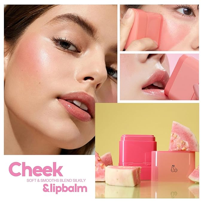 Multi-Purpose Makeup Hydrating Cream Blush Stick, Beauty Solid Moisturizer Stick For Cheek & Eyes & Lips,Waterproof Natural Moisture Smooth Blendable Matte Finish Face Blush Makeup (#01 Peach)