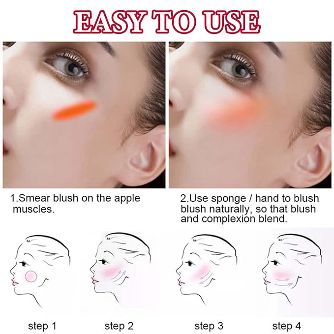Cream Blush Stick,Blush Stick for Cheeks with Contour Citrus Pink)