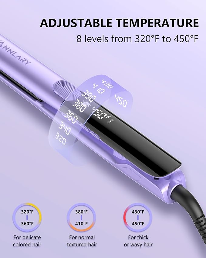 Hair Straightener, 1 Inch Flat Iron Straightener and Curler 2 in 1, Titanium Ceramic Ionic Dual Voltage Straightener with Anti-Iron Silicone for Less Frizz, Shinier & Smoother Hair