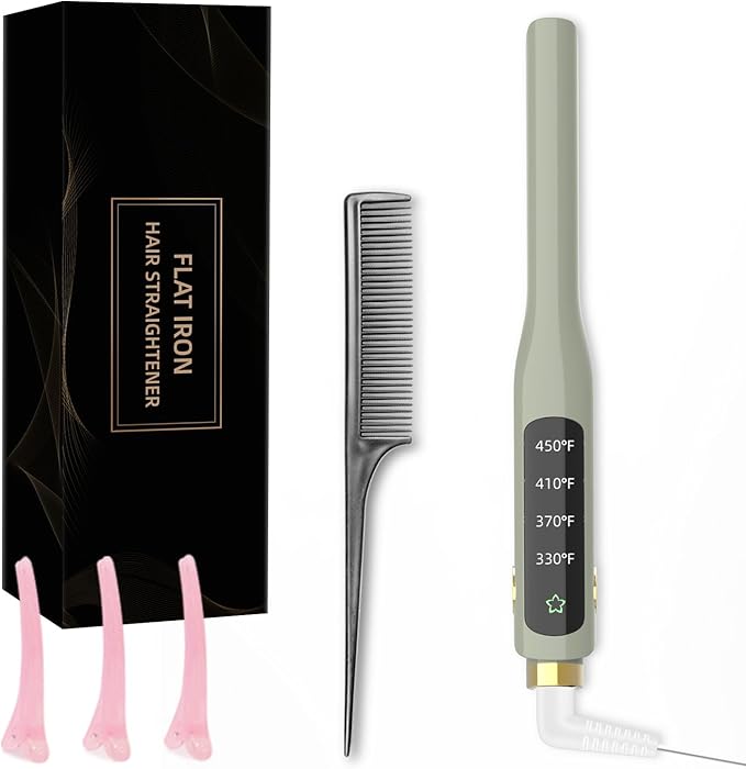 Small Flat Iron, 1/2 Inch Flat Iron for Short Hair Straightener and Curler 2 in 1, Ceramic Ionic Floating Plates for Less Frizz, 10s Quick Heat Up, Straightener for All Hair Types(Green)