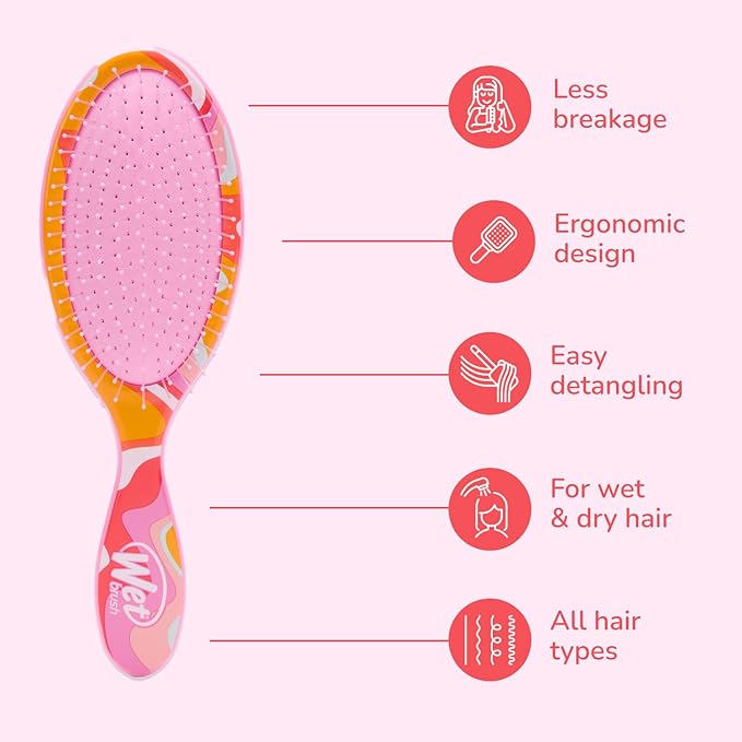 Wet Brush Original Detangler, Ice Cream (Sun Days), Ultra-Soft IntelliFlex Bristles Glide Through Tangles, Detangling Hair Brush (Wet & Dry), Women & Men, Limited Edition