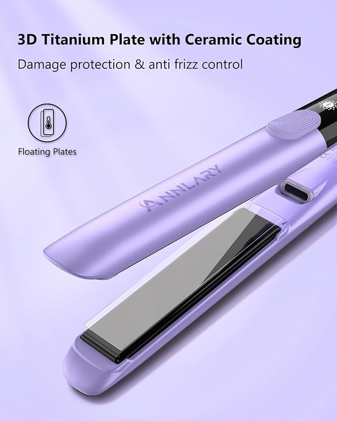 Hair Straightener, 1 Inch Flat Iron Straightener and Curler 2 in 1, Titanium Ceramic Ionic Dual Voltage Straightener with Anti-Iron Silicone for Less Frizz, Shinier & Smoother Hair