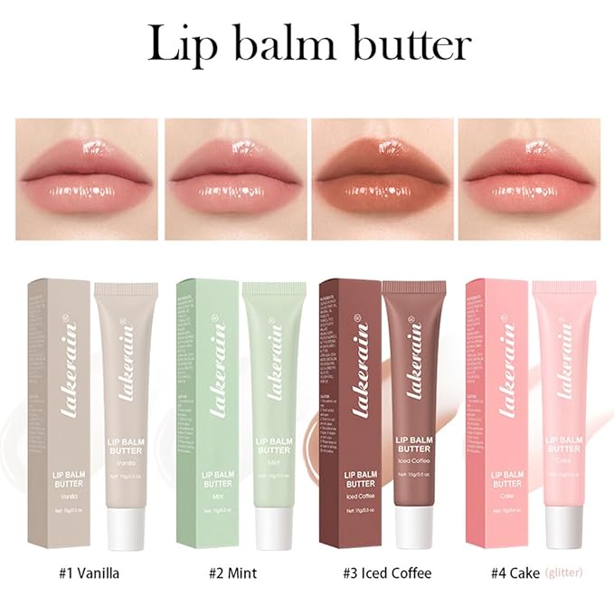 4PCS Summer Lip Butter Balm,Conditioning Lip Mask and Lip Balm for Instant Moisture,Nourishing Lip Care with Natural Ingredients,Soothes Softens Dry Lips