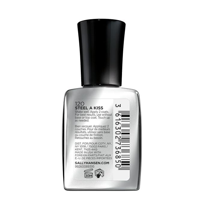 Sally Hansen Color Foil, Steel A Kiss, Long Lasting, Opaque, Shimmery Silver Nail Polish