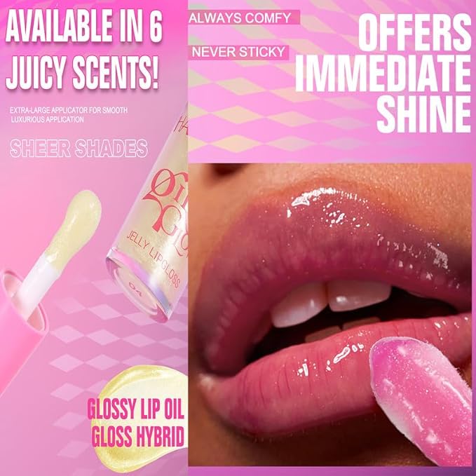 Red Cooling Jelly Lip Oil Gloss, Plump Moisturizing Cooling