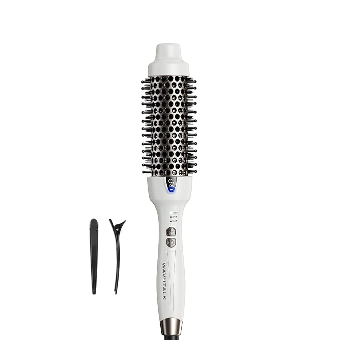 Wavytalk Thermal Brush, 1.5 Inch Blowout Express Ionic Thermal Round Brush Creates Blowout Look in 10 Minutes Makes Hair Shinier & Smoother, Dual Voltage (White)