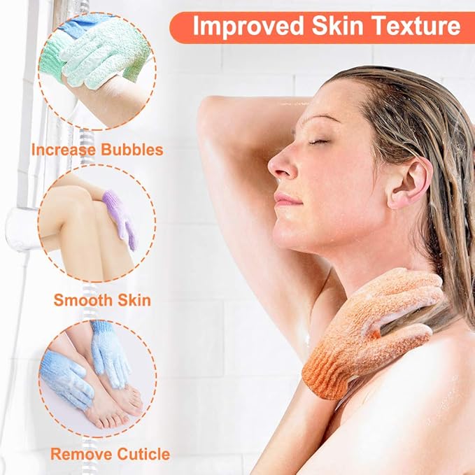 16 pcs exfoliating shower gloves,double