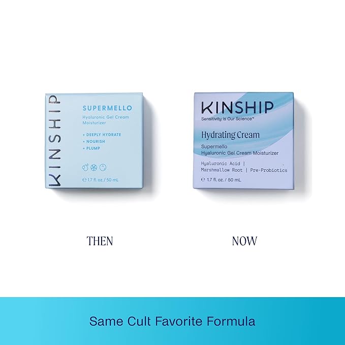 Kinship Supermello Hyaluronic Gel Cream Moisturizer – Hyaluronic Acid Face Lotion – Lightweight + Hydrating – Plump, Smooth + Soothe – Nourish Dry Skin – Rich Daily Use Clean Skin Care (3.3 oz)