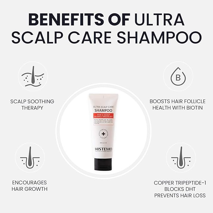 Ultra Scalp Care Shampoo: DHT Blocking Hair Restoration, Growth Promoter with Biotin for Men & Women, Prevents Loss on Oily or Colored Hair (3 oz)