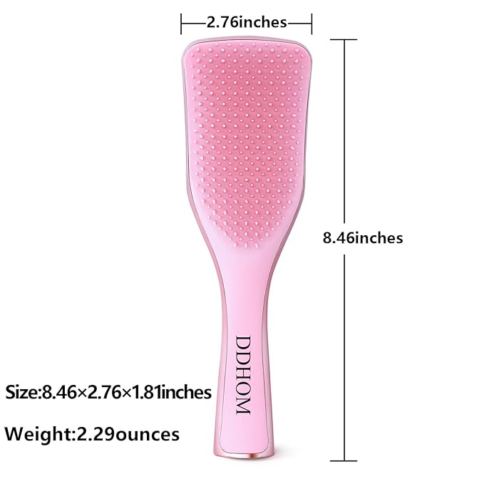 Detangler Hair Brush for Adults & Kids (2 Count)- Natural, Curly, Straight, Wet or Dry Hair, Three Layer Comb Structure, Massages Scalp (Purple + Pink)