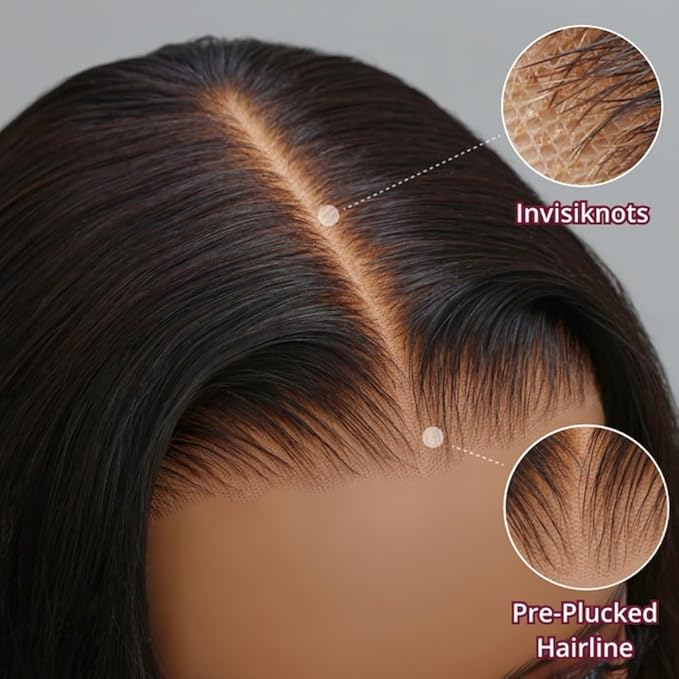 Beauty Forever 7X5 Bye Bye Knots Wear and Go Kinky Curly Wigs Precut Lace Front Wig Human Hair Glueless Wig,Put on and Go Beginner Wigs 150% Density Natural Color 24 Inch