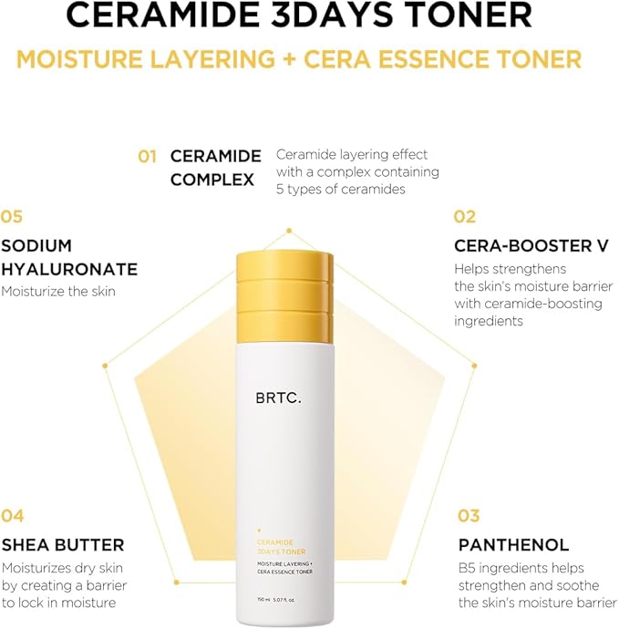Ceramide 3days Toner | Moisture Solution | Essence Toner | Ceramide Layering | for Dry & Dull Skin, Korean Skincare (150ml, 5.70 fl.oz)