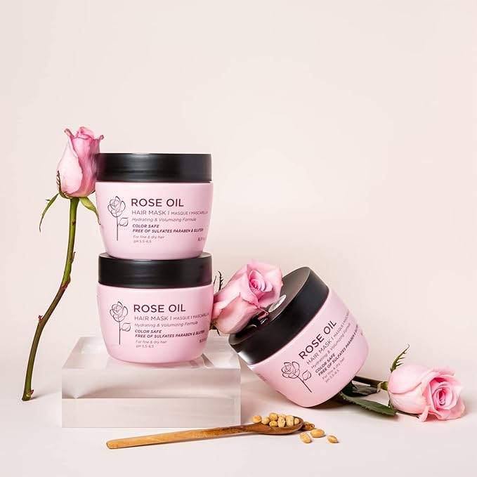 Luseta Rose Oil Hair Mask Moisturing & Hydrating Masque 16.9 Oz Deep Nourishment for Fine and Dry Hair, Sulfate and Paraben Free