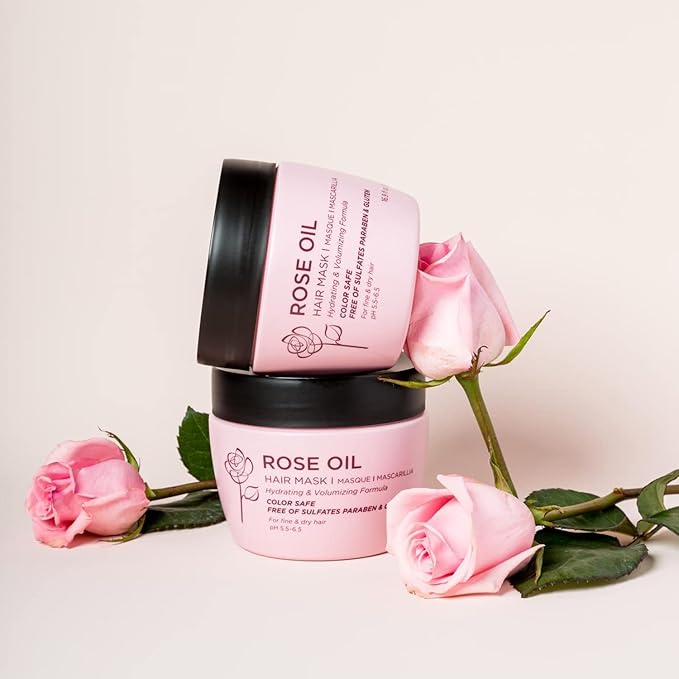 Luseta Rose Oil Hair Mask Moisturing & Hydrating Masque 16.9 Oz Deep Nourishment for Fine and Dry Hair, Sulfate and Paraben Free