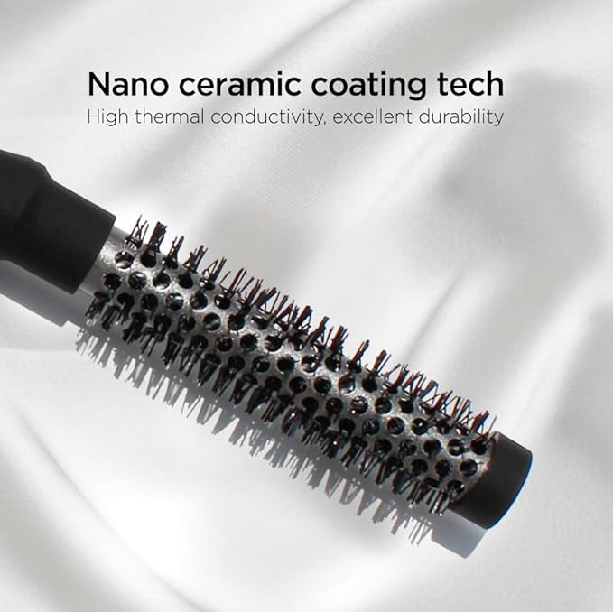 Professional Salon Round Brush with Ceramic Coating for Blow Drying - Salon Blowout Styling. Quick Styling and Voluminous Hair. (0.6 Inch)
