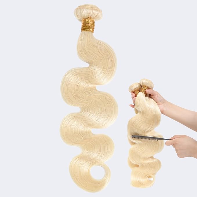 613 Blonde Bundles Human Hair 16A Body Wave Hair Bundle Brazilian Quick weave Deals 16Inch Wet Wavy Hair Unprocessed Real Human Hair Extensions for Women