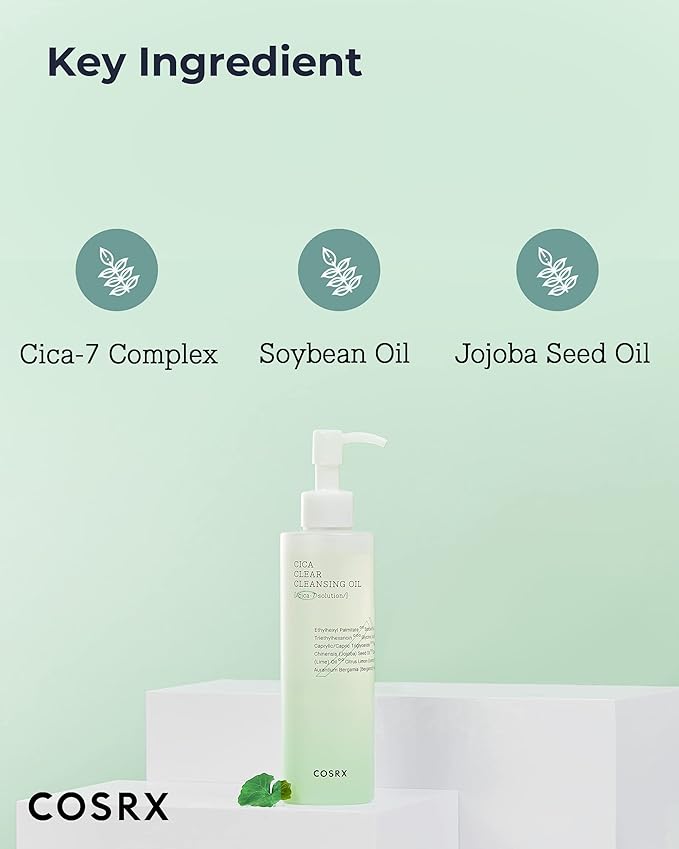 COSRX Pure Fit Cica Cleansing Oil, 6.76 fl. oz / 200ml | Light Weight Oil Purifying Centella for Sensitive Skin | CICA-7 Complex, Jojoba seed oil