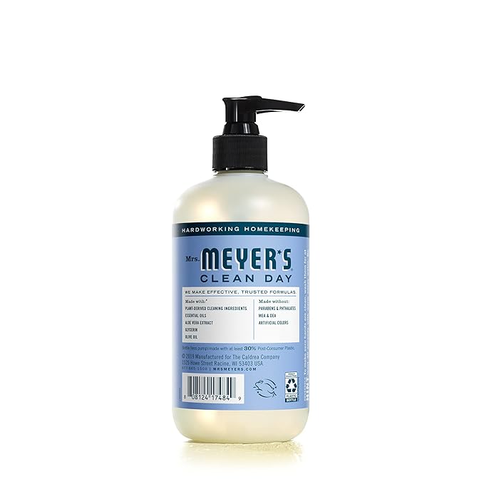 MRS. MEYER'S CLEAN DAY Hand Soap, Made with Essential Oils, Biodegradable Formula, Bluebell, 12.5 fl. oz - Pack of 6