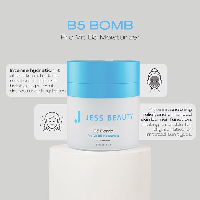JESS BEAUTY | B5 Bomb Pro Vit B5 Face Moisturizer | Panthenol Cream Skin Care | Vegan Face Cream Skincare Hydration 50 ml