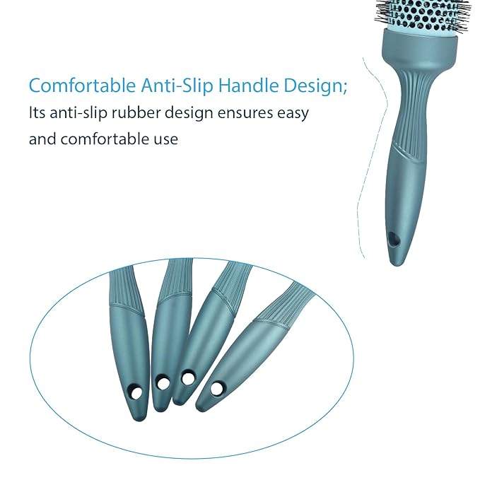 5pcs Round hair Brush Set for Blow Drying Curling, Professional curly hair brushBrush Leaves Hair Shiny Heat Styling Brush 5 Different Sizes Works Very Well with The Blow Dryer