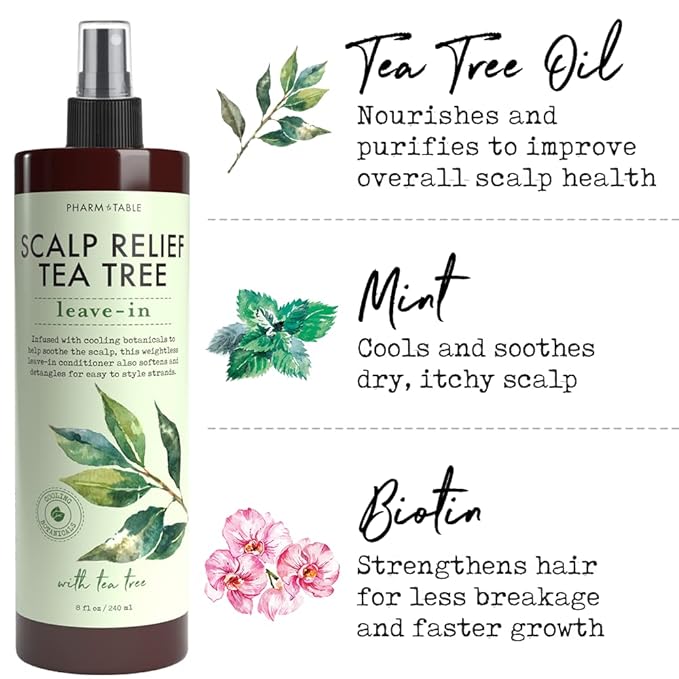 Scalp Relief Tea Tree Leave-In Conditioner, Relieve Itchy, Dry Scalp, Detangles Hair, 240ml/8 fl oz, 2-Pack