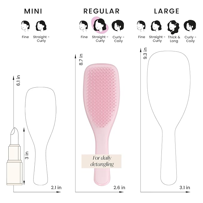 Tangle Teezer Ultimate Detangler Brush for Wet & Dry Hair, Eliminates Knots & Reduces Breakage for All Hair Types, Millennial Pink