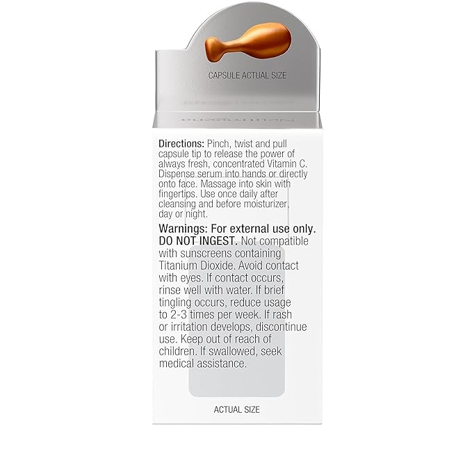 Neutrogena Rapid Tone Repair 20% Vitamin C Face Serum Capsules, Daily Facial Serum with Vitamin C to Help Brighten Skin Tone & Reduce Look of Dark Spots, 7 ct