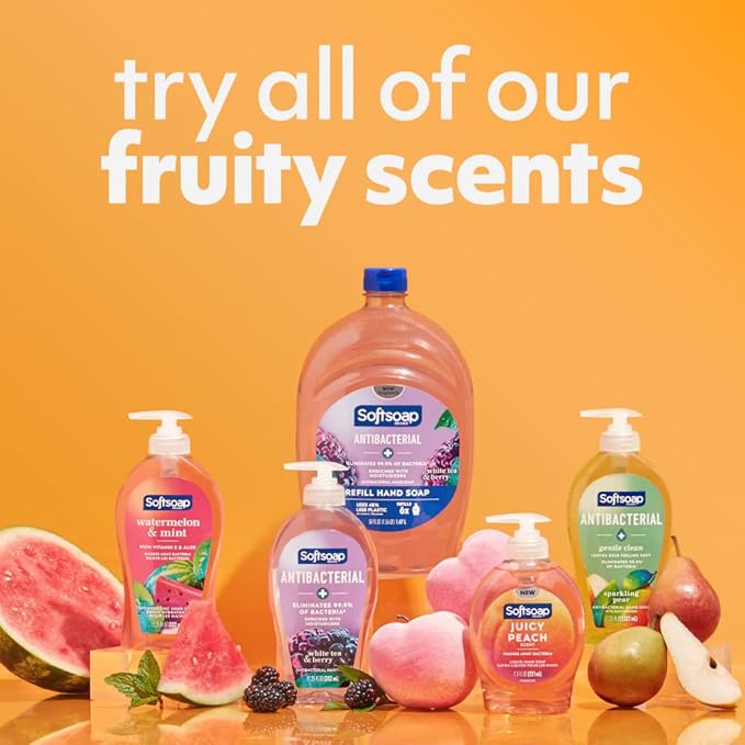 Softsoap Antibacterial Liquid Hand Soap, White Tea & Berry Scent Hand Soap, 11.25 Ounce, 6 Pack
