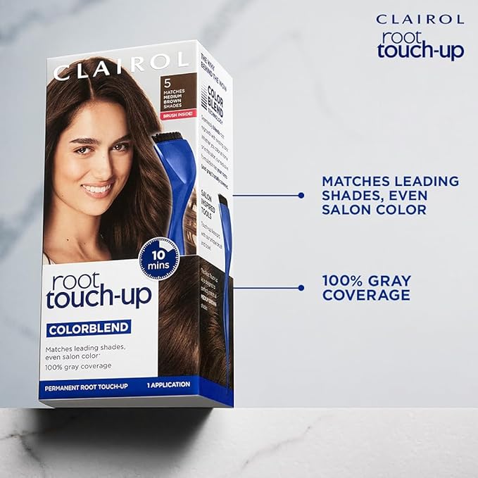 Clairol Root Touch-Up by Nice'n Easy Permanent Hair Dye, 5A Medium Ash Brown Hair Color, Pack of 2