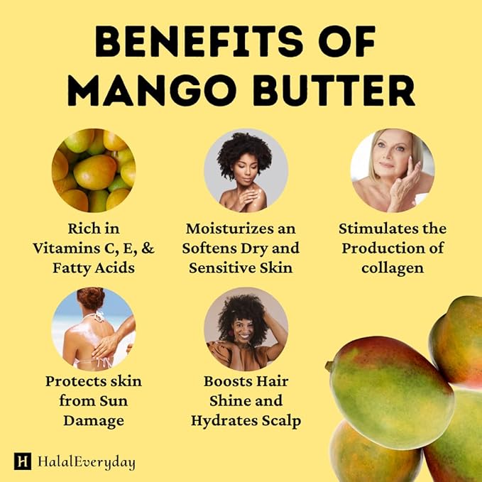 3Lbs MANGO BUTTER PREMIUM Organic Unrefined Raw Virgin 100% Pure Cold Press Grade A Non GMO 100% Natural For Skin BodyCare Beauty Moisturizer DIY For Body Butters, Soap Making,Lotions, Creams…