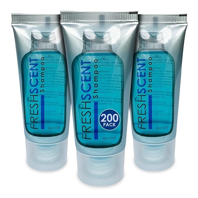 Freshscent Shampoo 1oz (Case of 200 tubes) Hotel Travel Size, Bulk Amenities and Toiletries for Hospitality