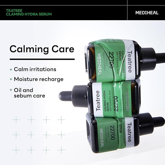 Mediheal Teatree Calming Serum 1.35 fl.oz - Skin Calming and Sebum Care & Deep Moisturization - with Hyaluronic Acid